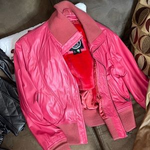 Pink leather jacket